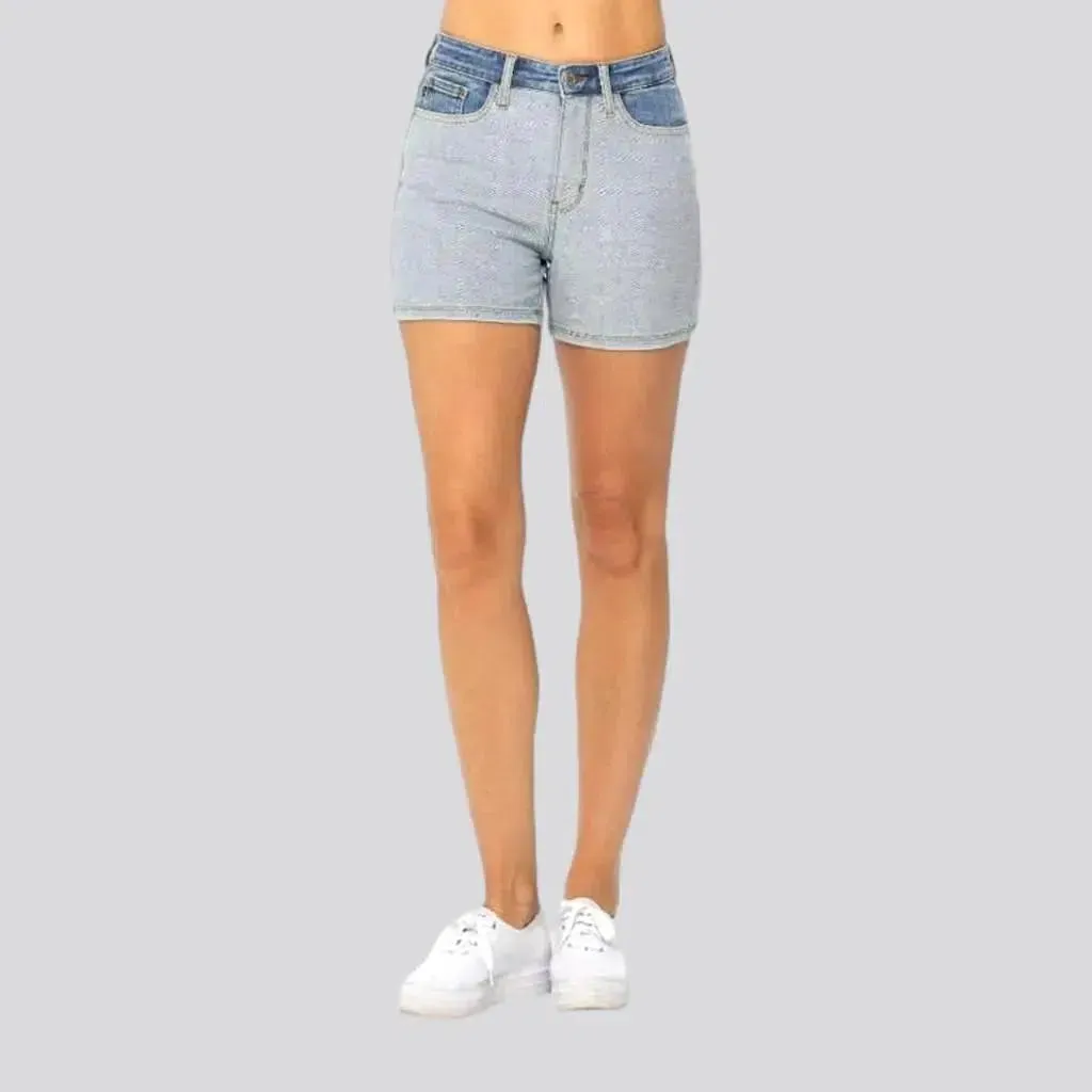 High-waist skinny women's denim shorts