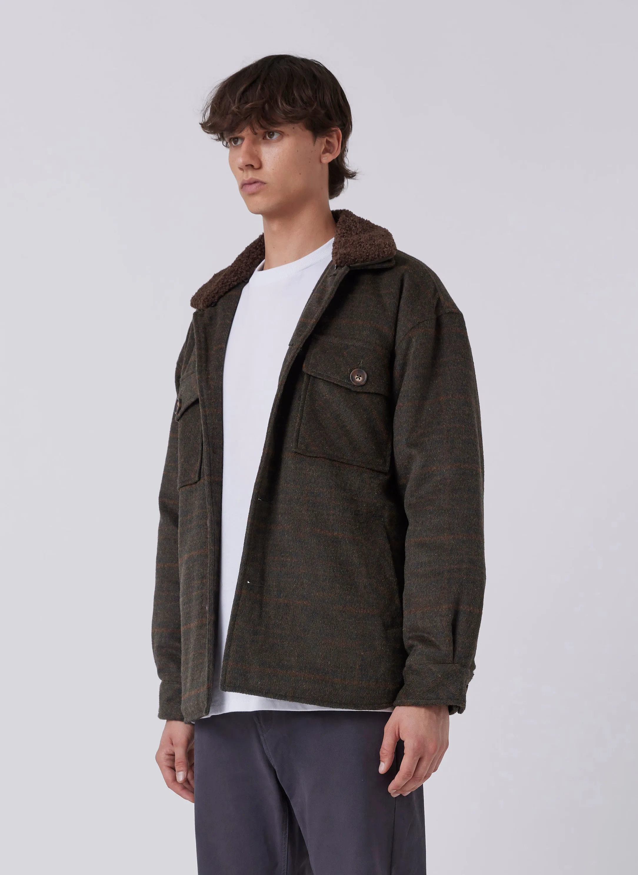 Holland Sherpa Jacket Forest Plaid