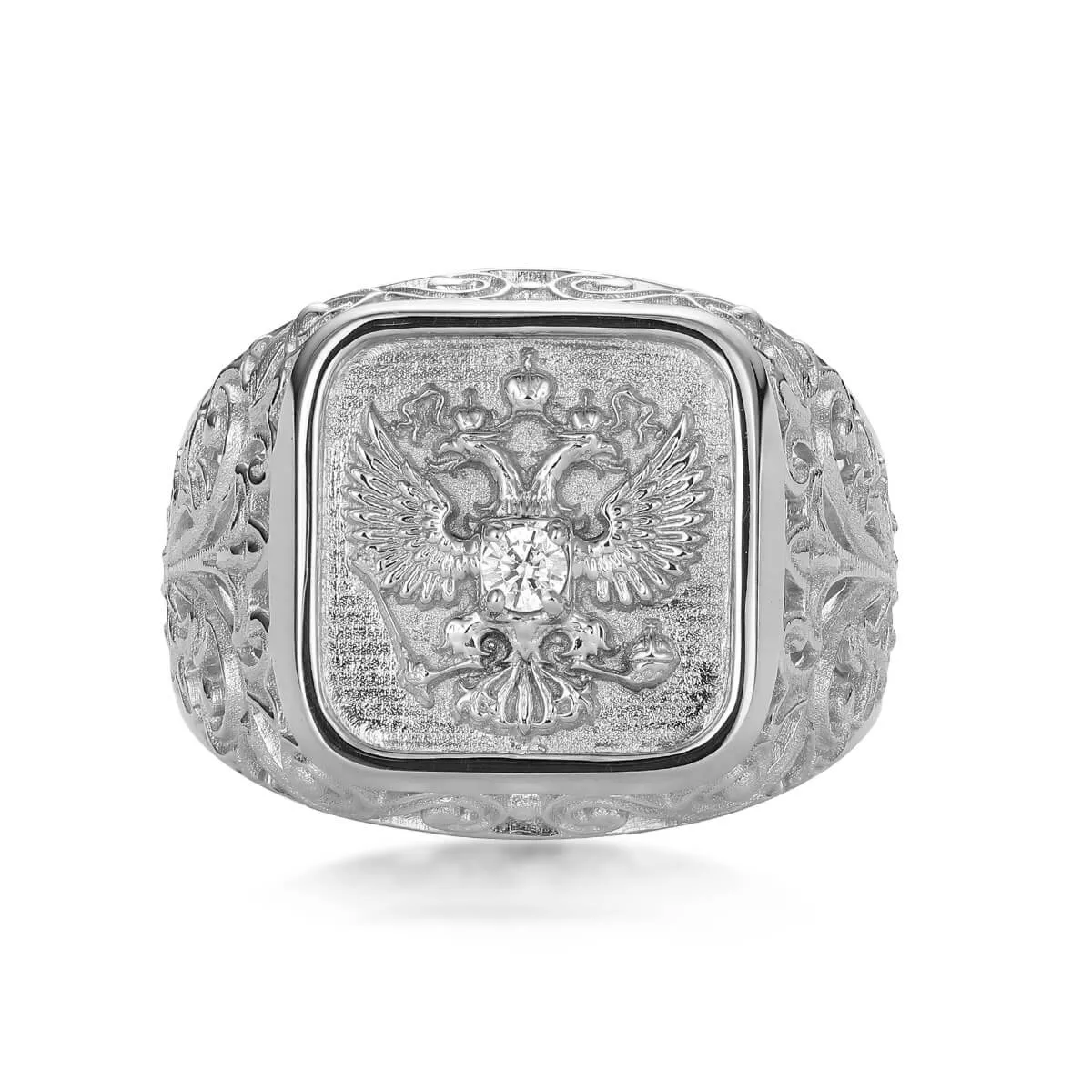 Imperial Eagle Coat Of Arms Ring With Diamonds