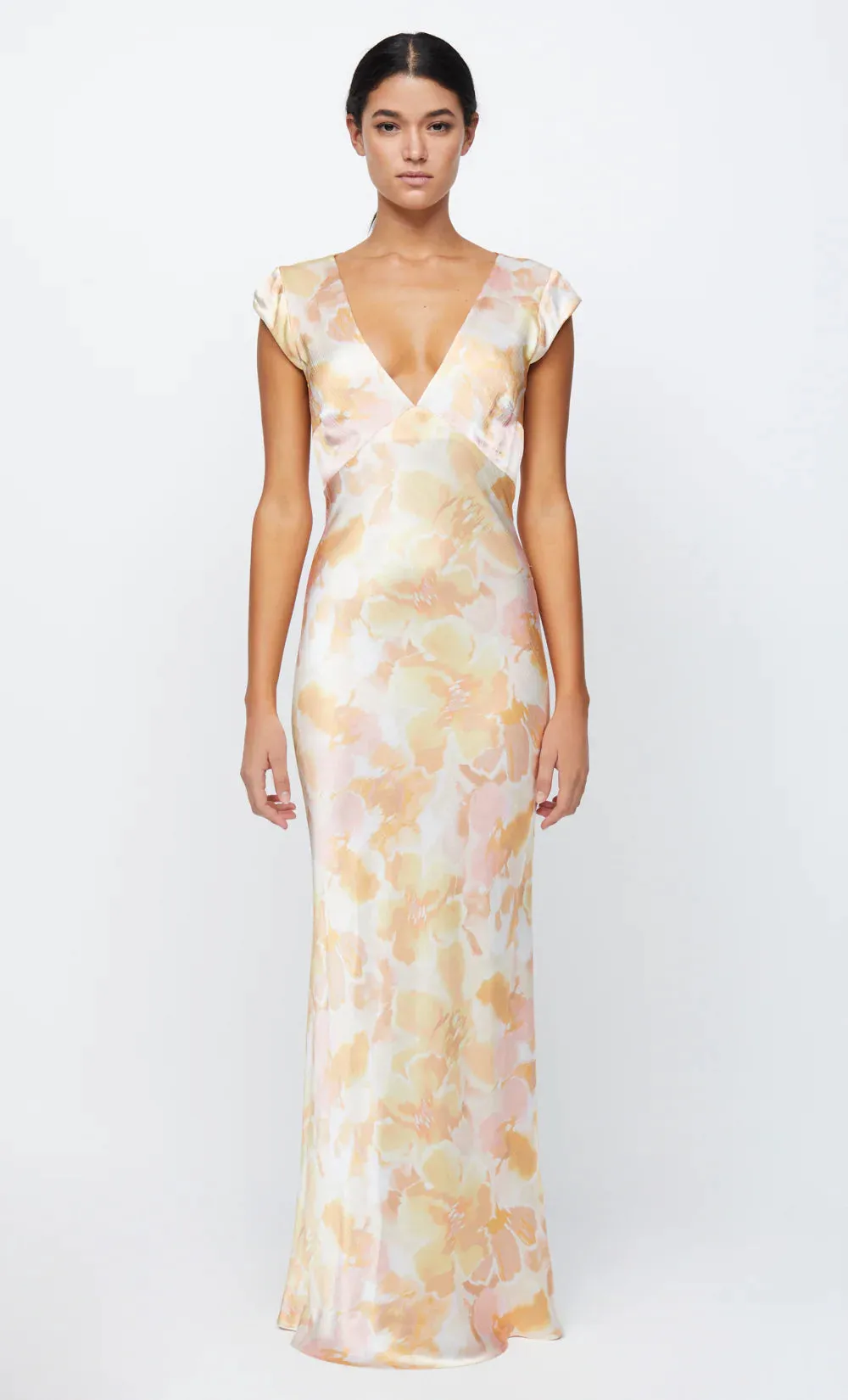 Indi V Satin Maxi Dress - Floral Haze