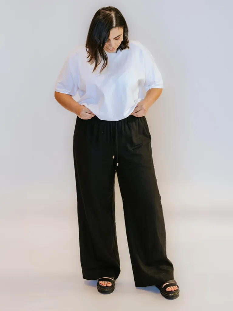 Isla Linen Pant in Black