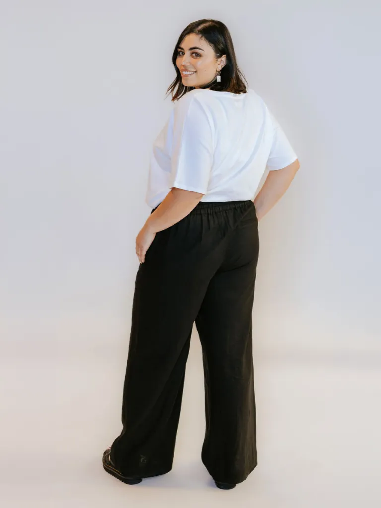 Isla Linen Pant in Black