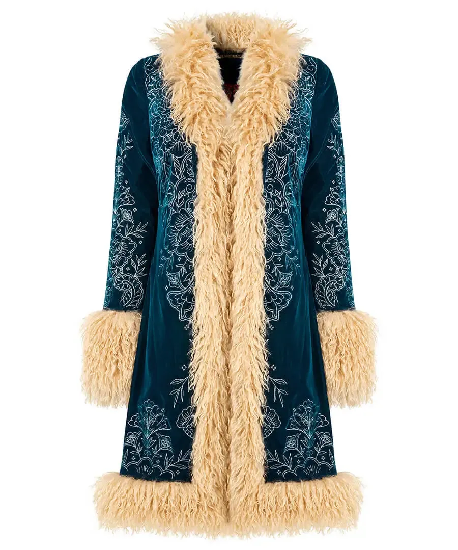 Joe Browns 16 Teal Boho Girl Embroidered Boutique Coat