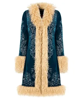 Joe Browns 16 Teal Boho Girl Embroidered Boutique Coat