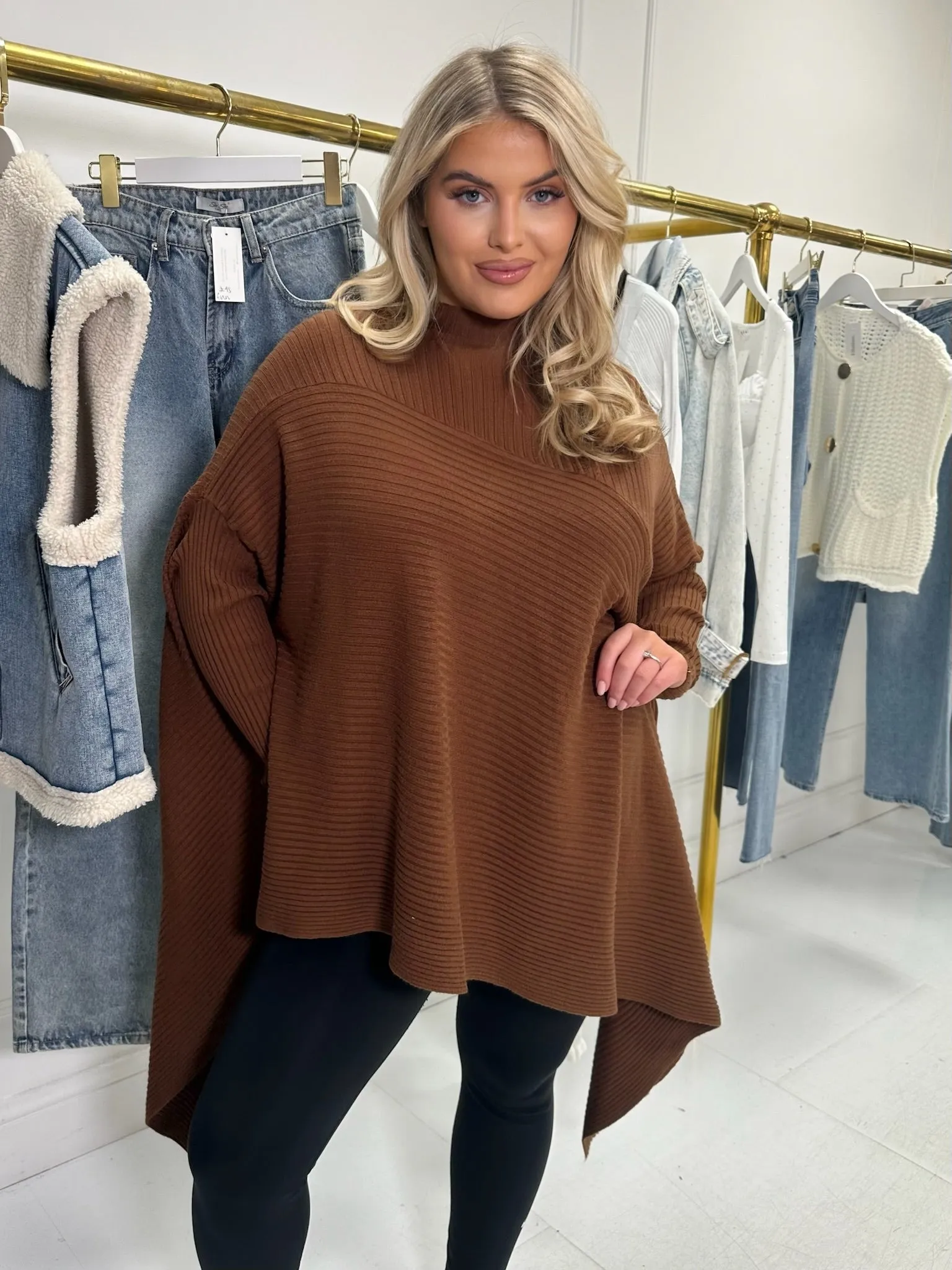 Jordan Chocolate Asymmetrical Super Soft Poncho