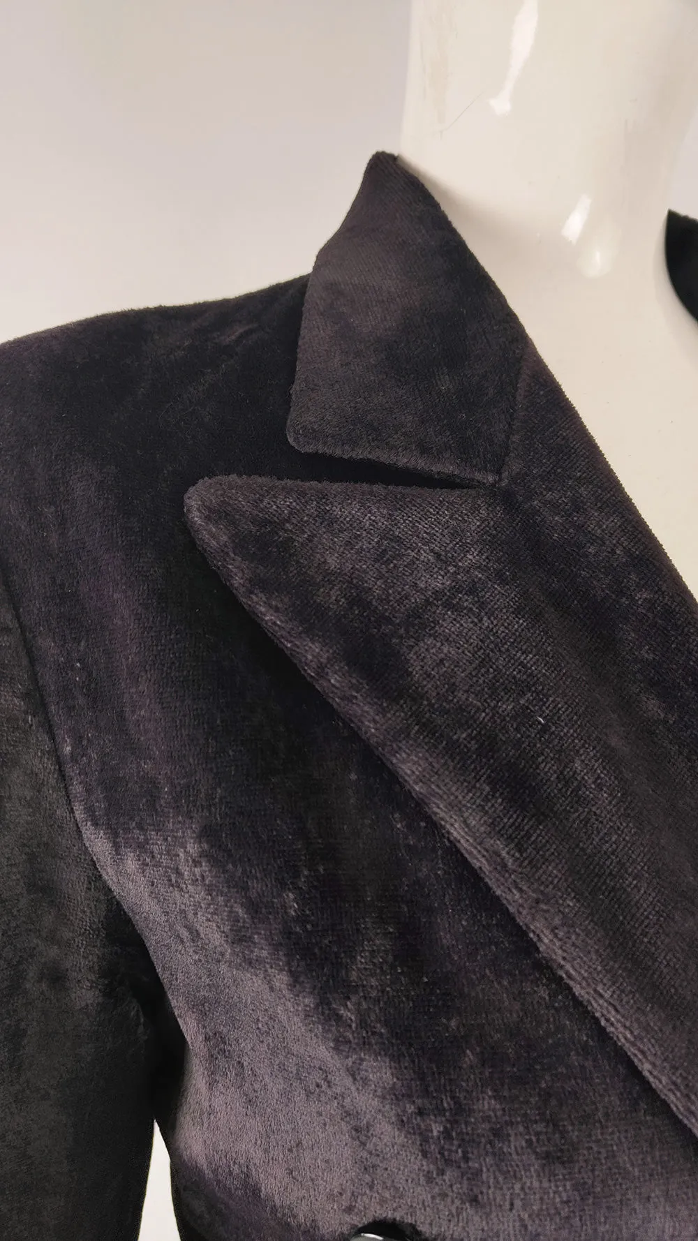 Joseph Vintage Womens Darkest Purple Velvet Pea Coat, 1990s