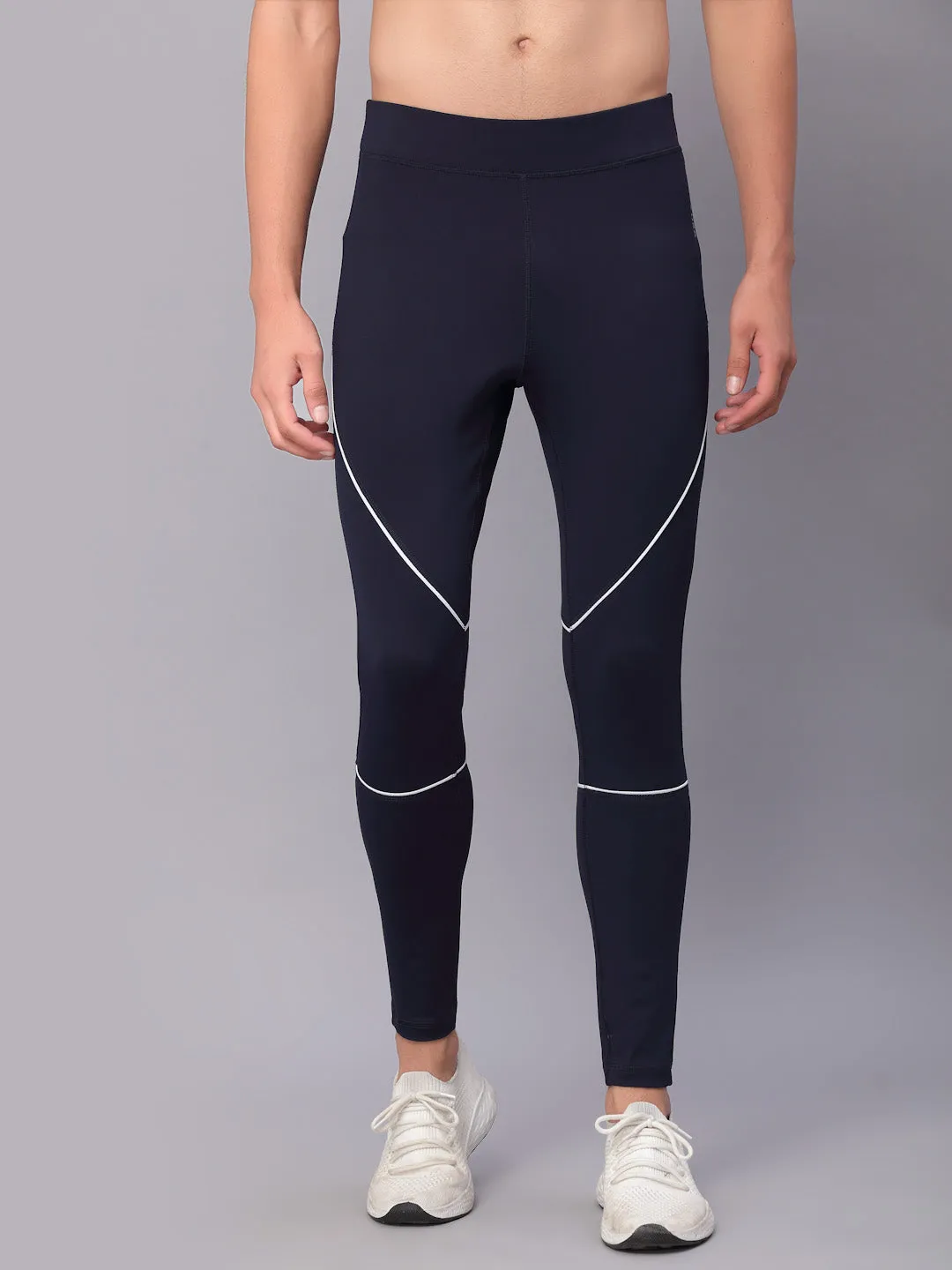 JUMP USA Men Navy Blue Rapid Dry-Fit Antimicrobial Running Tights