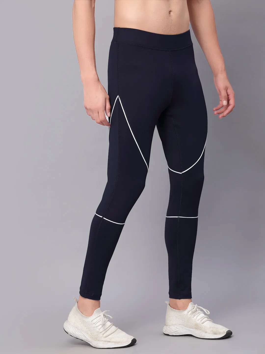 JUMP USA Men Navy Blue Rapid Dry-Fit Antimicrobial Running Tights