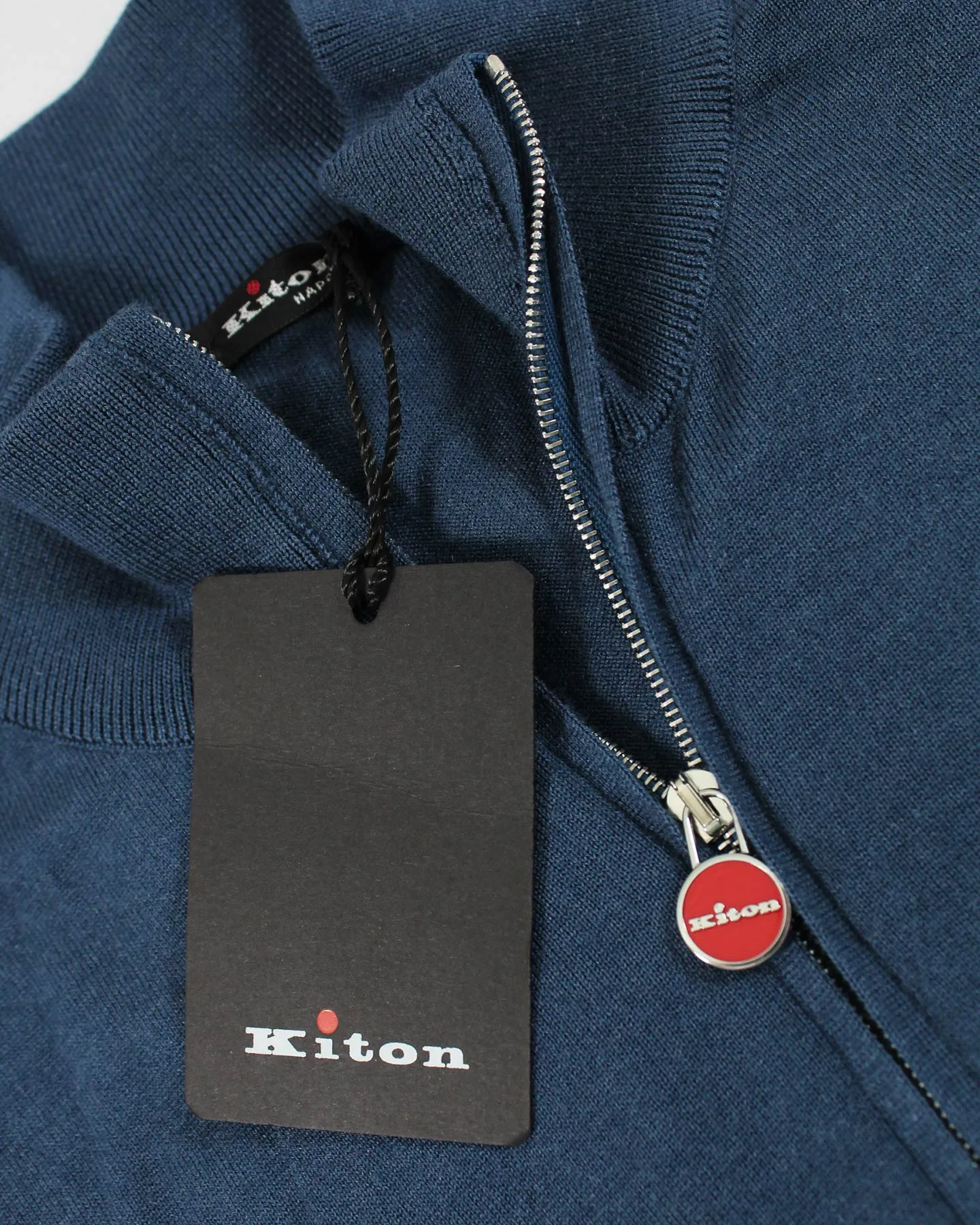 Kiton Cashmere Silk Sweater Dark Blue Quarter Zip Pullover M / 50