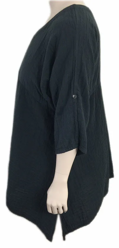 KLEEN Black Cotton Empire Waist Tunic Top