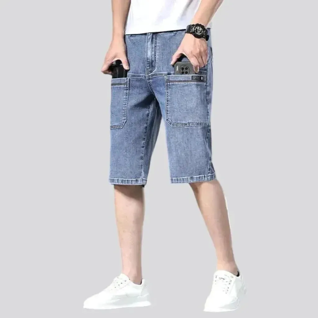 Knee-length fashion denim shorts for men