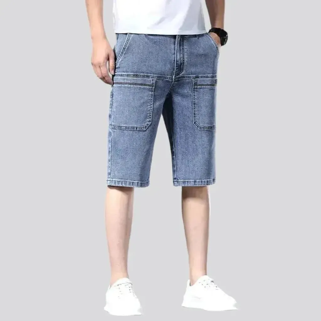 Knee-length fashion denim shorts for men