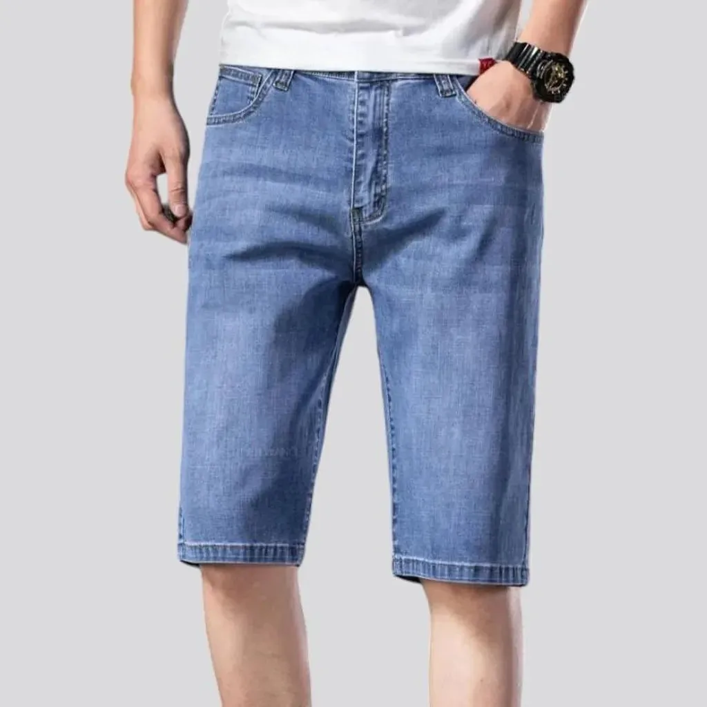 Knee-length men's denim shorts