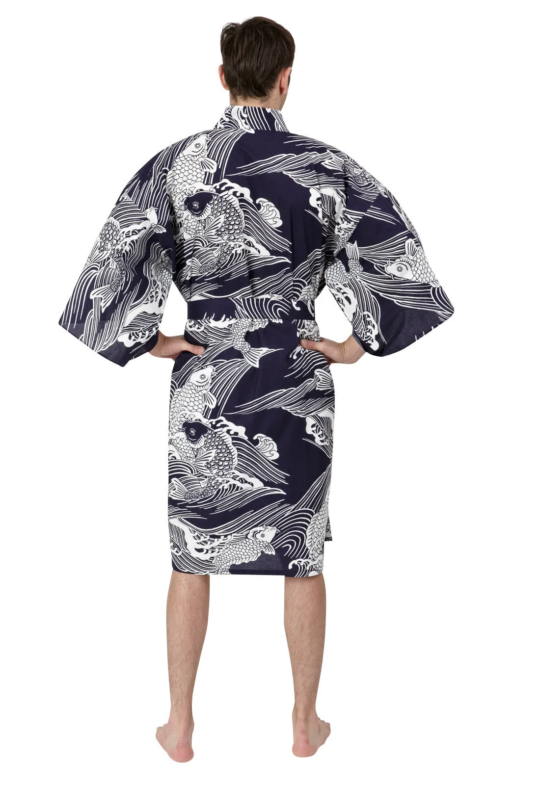 Koi Cotton Happi Coat Kimono Men