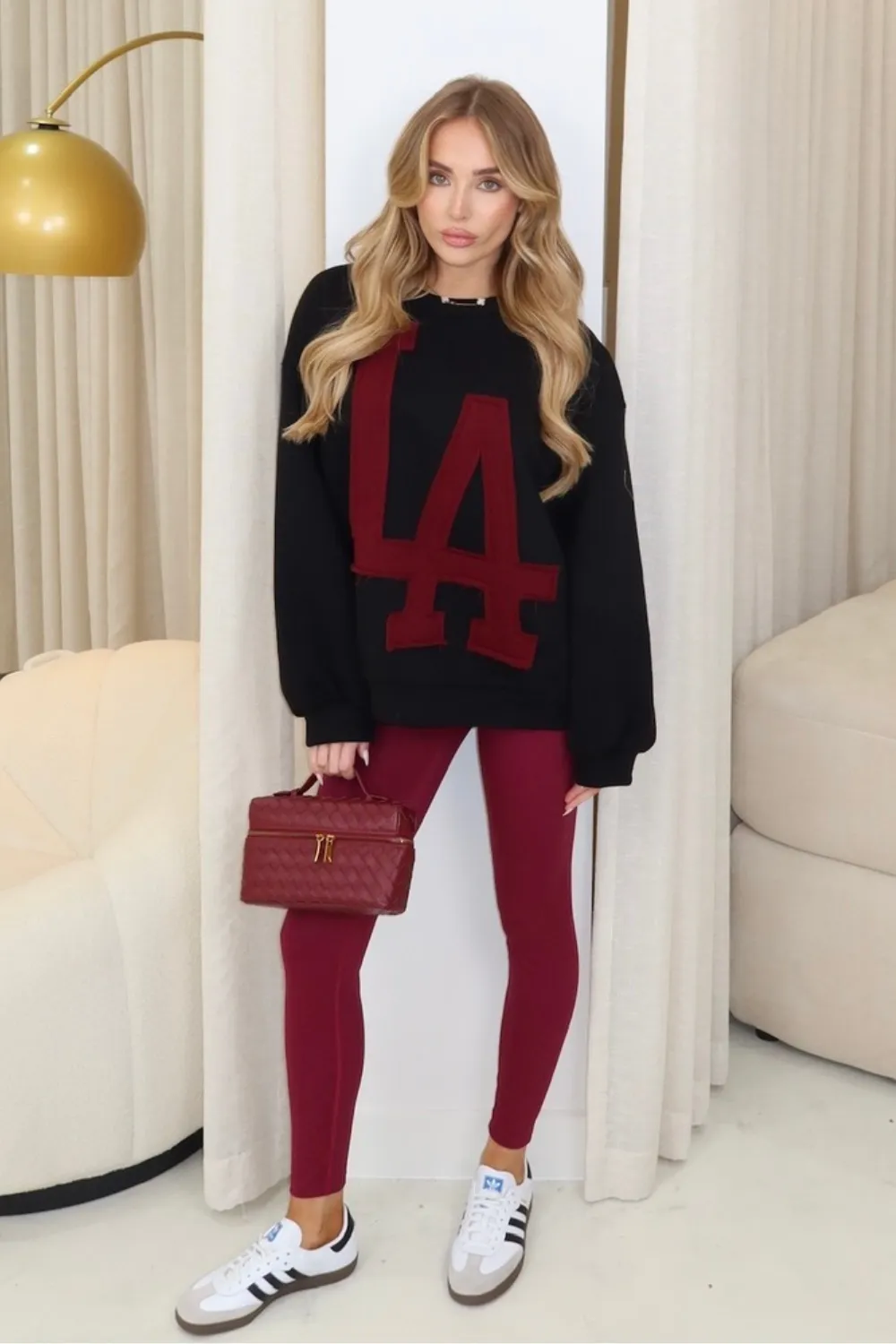 LA black and burgundy sweater