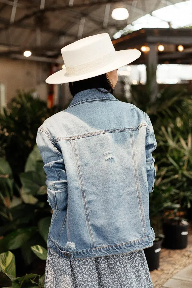 Laura Distressed Denim Jacket in Medium Wash - FINAL SALE