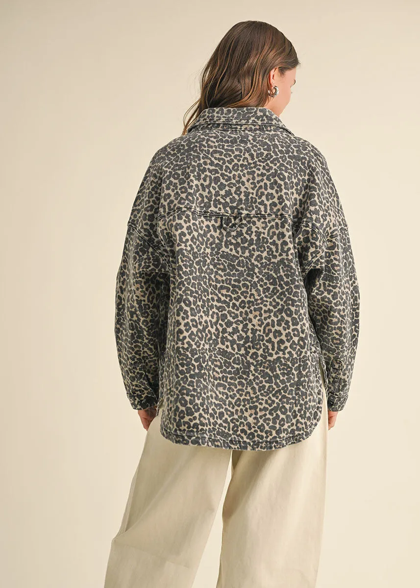 Liam Stretch Shacket - Leopard