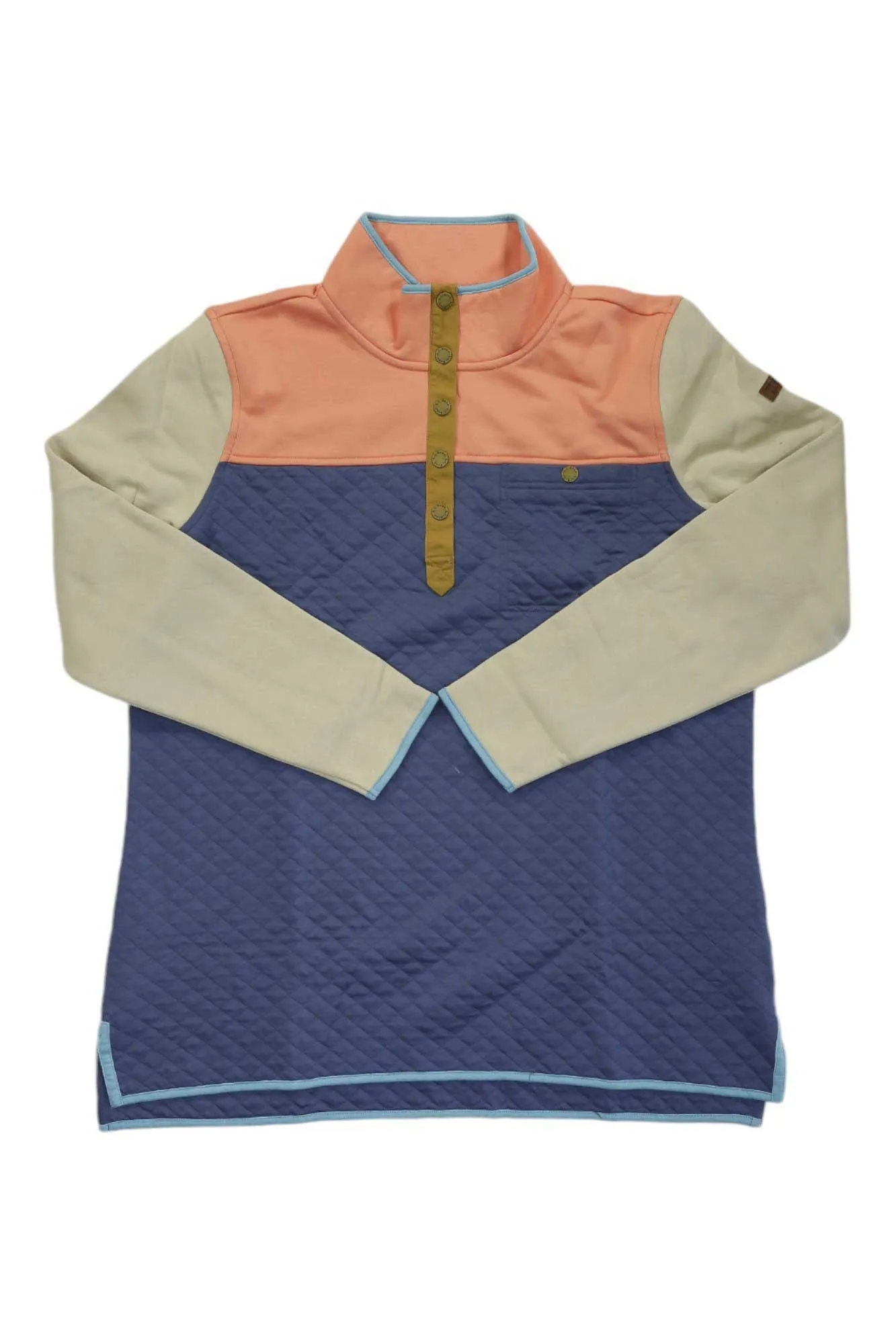 L.L.Bean Women's Quilted Mockneck Tunic Colorblock Sweatshirt