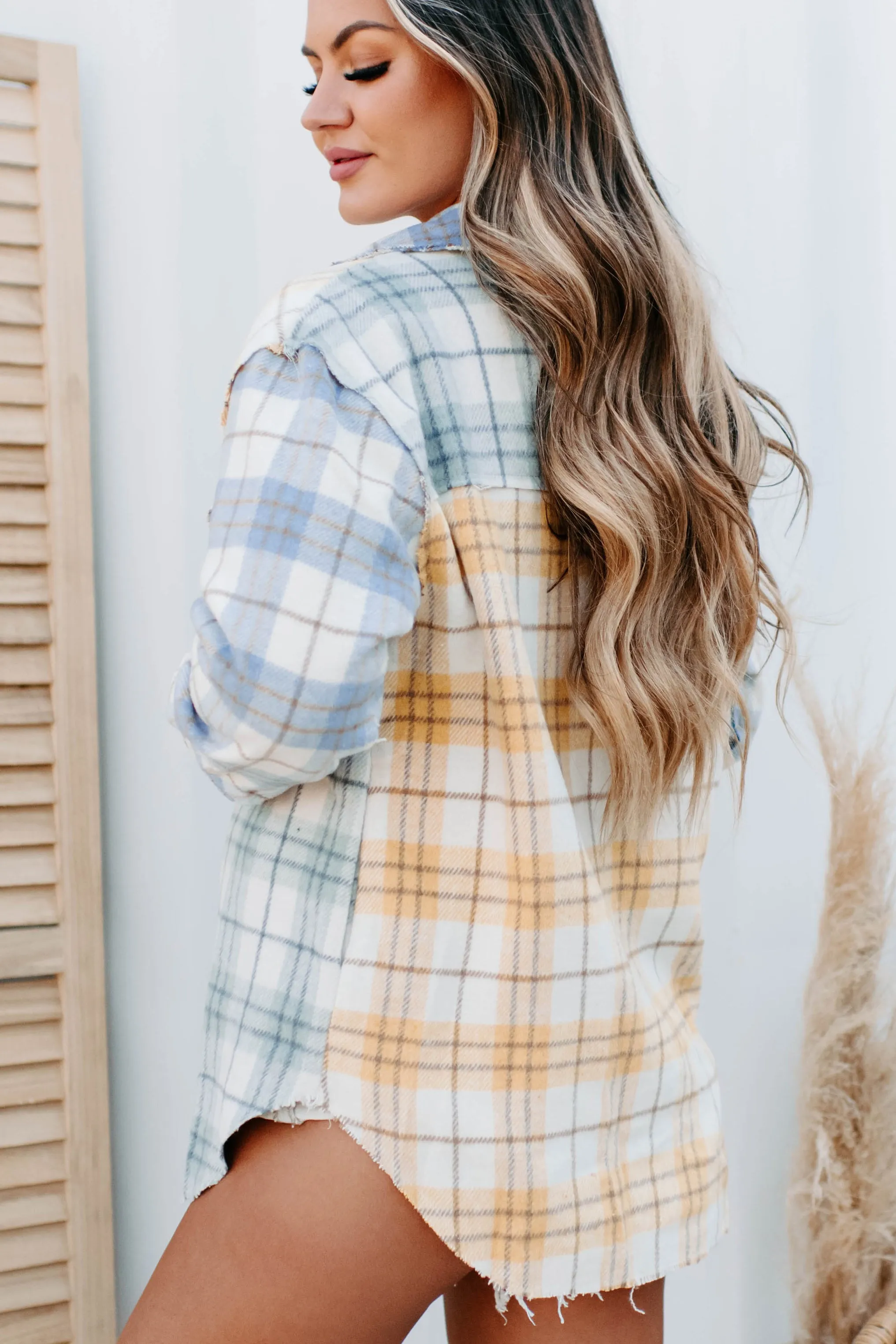 Long Drives Mixed Plaid Shacket (Sage Multi)