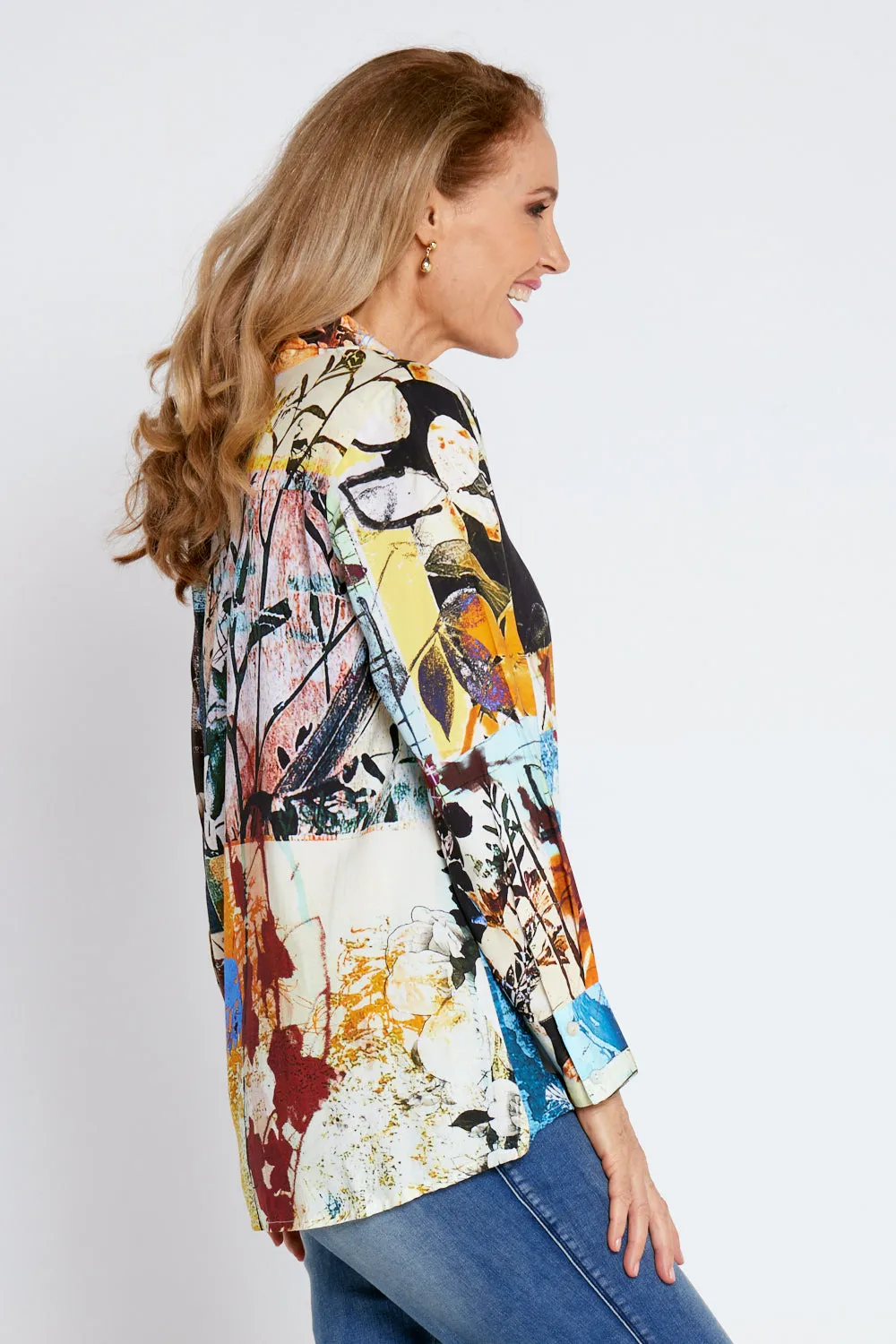 Long Sleeve Digital Shirt - Magnolia Patchwork