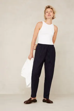 Lourdes Pants Indigo Stripe Hemp