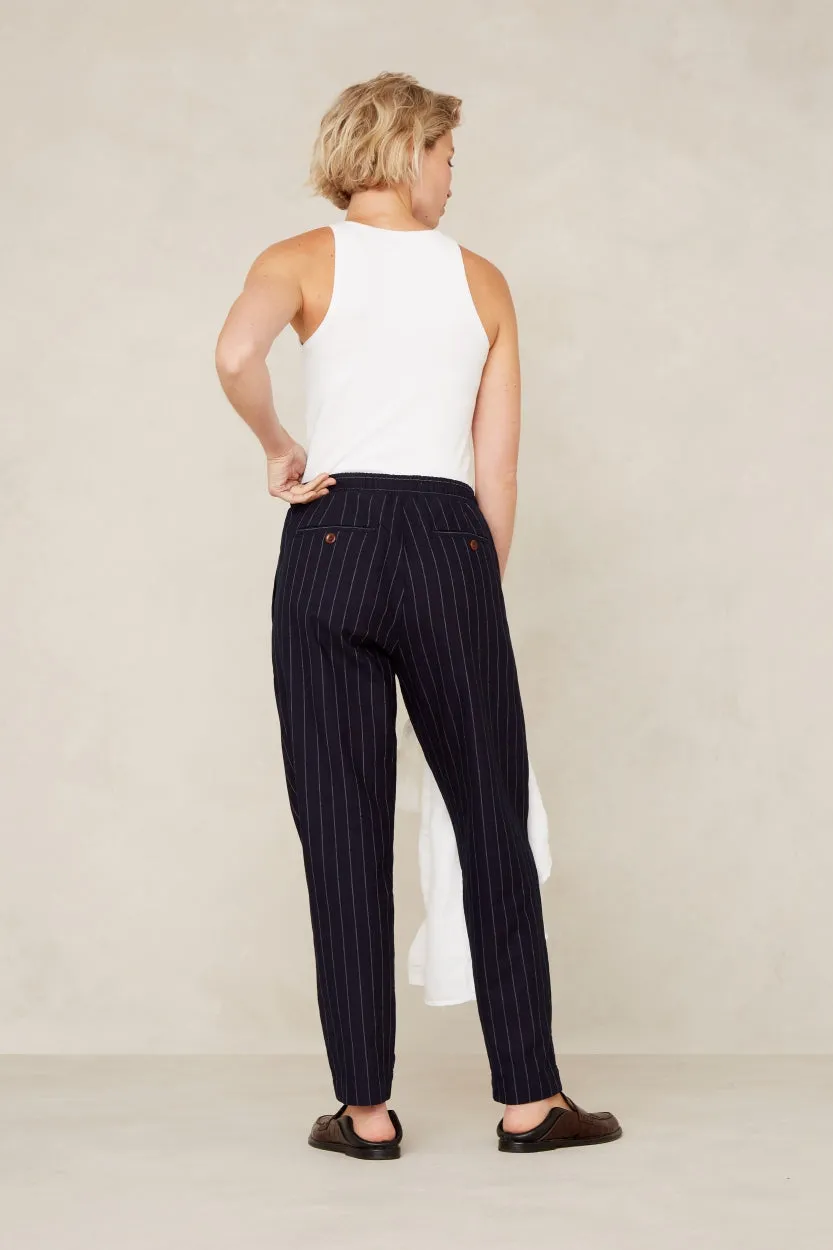 Lourdes Pants Indigo Stripe Hemp