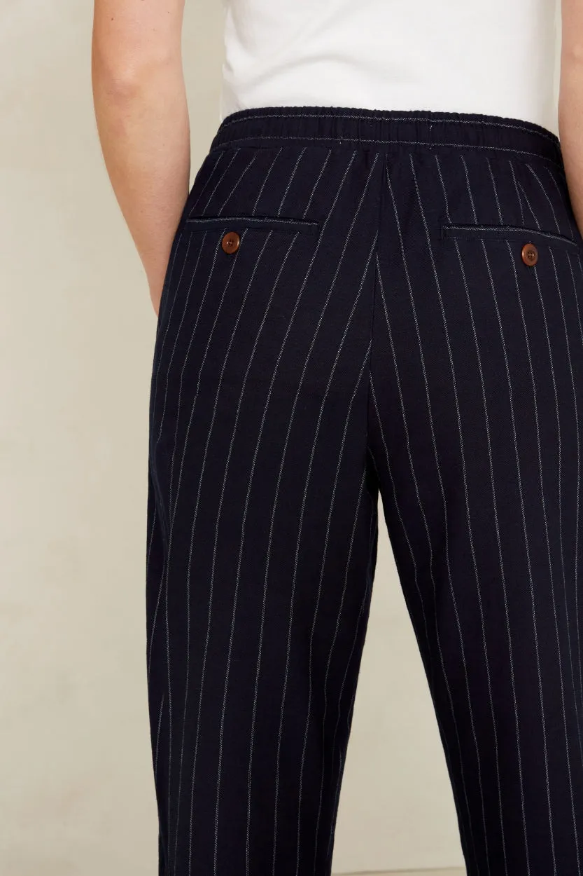 Lourdes Pants Indigo Stripe Hemp