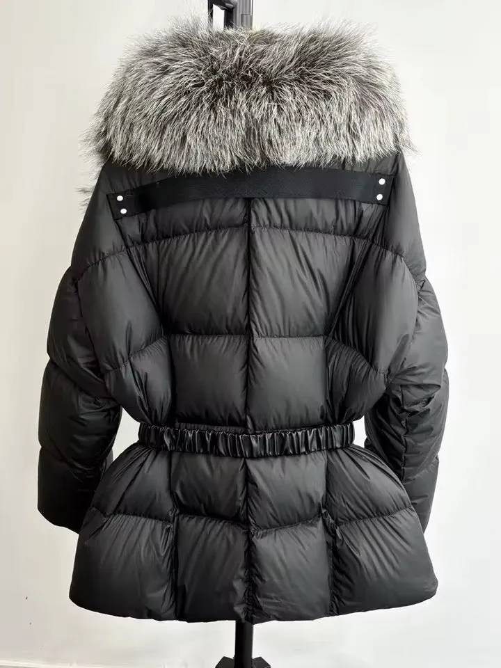 Luxurious Women's Plus Size Duck Down Jacket with Real Fur