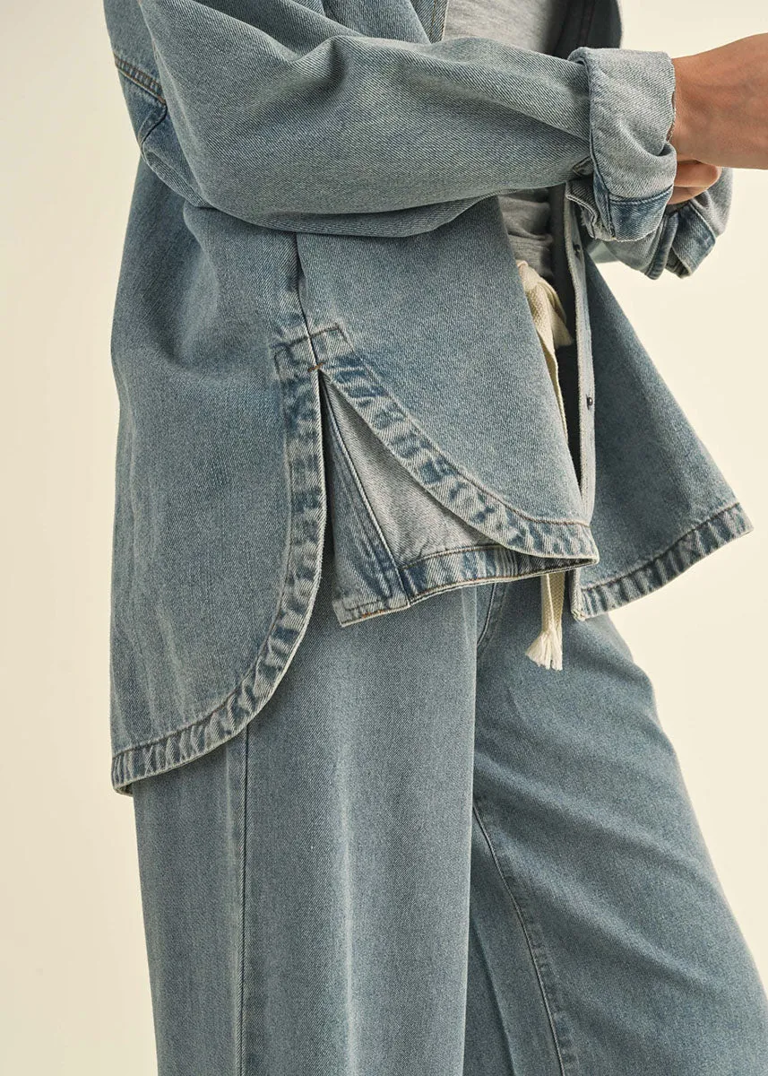 Mackenzie Washed Denim Snap Shacket