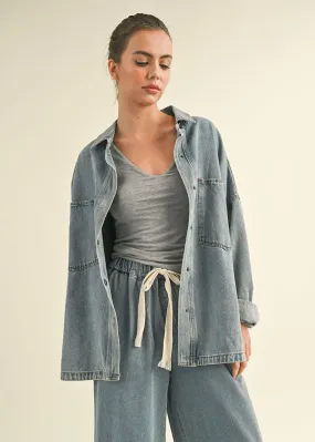 Mackenzie Washed Denim Snap Shacket