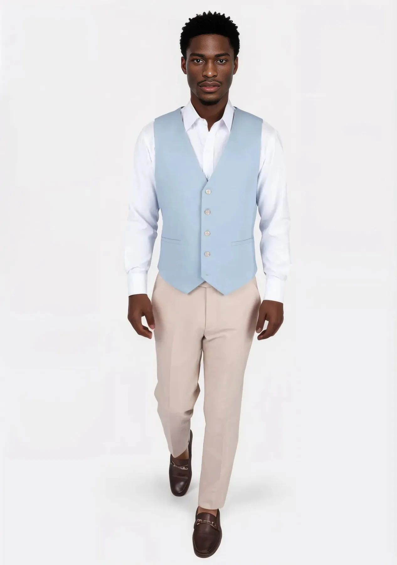 Maya Blue Linen Blend Vest