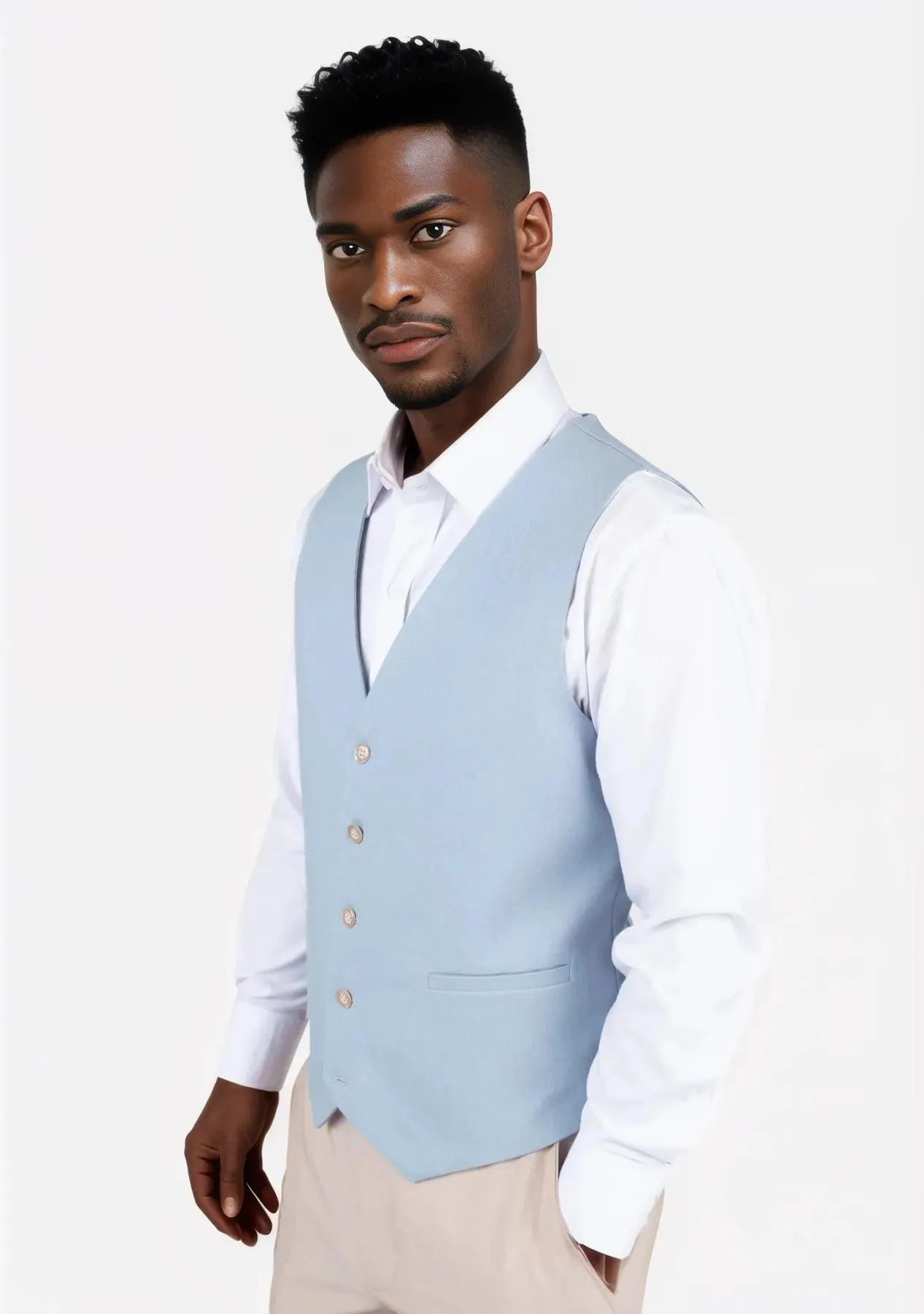 Maya Blue Linen Blend Vest