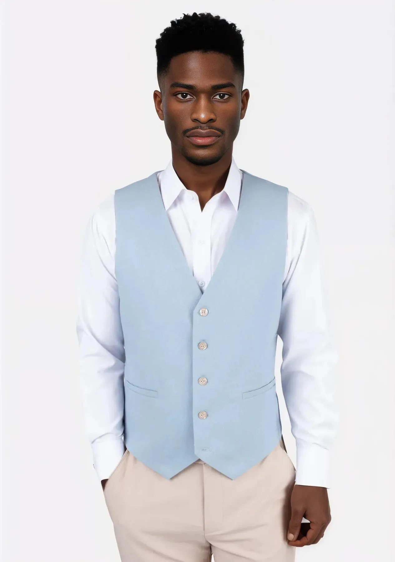 Maya Blue Linen Blend Vest