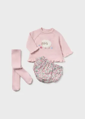 Mayoral Baby Girls Pink Top and Tights Set