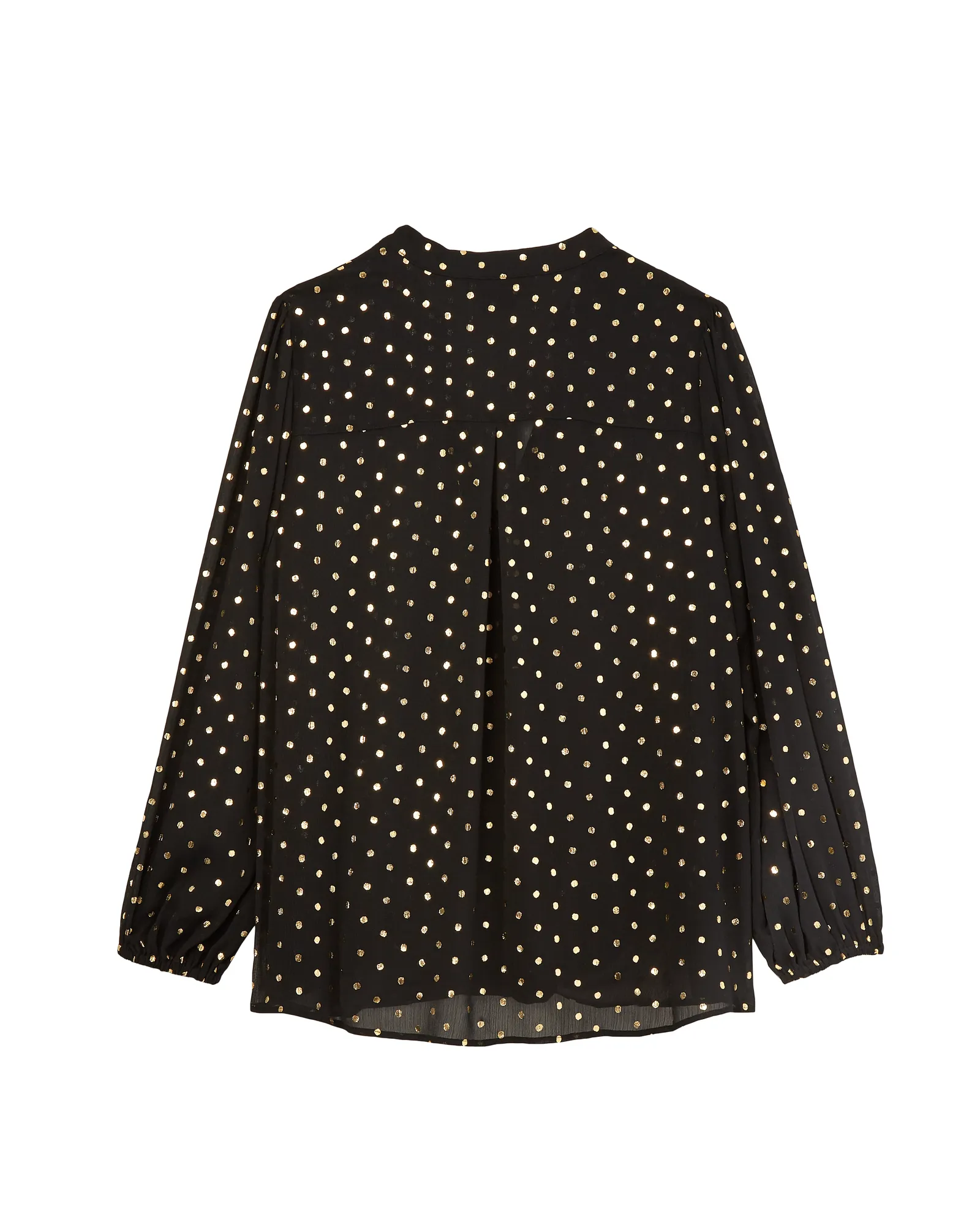 Mckenna Sheer Balloon Sleeve Blouse | Black / Gold