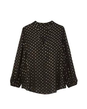 Mckenna Sheer Balloon Sleeve Blouse | Black / Gold