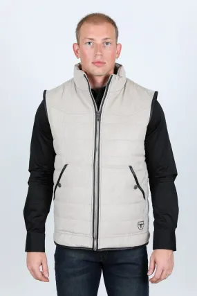 Men's Fur Lined Quilted Faux Suede Vest - Gray