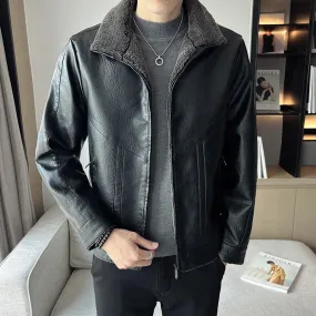 Men's Leather Jackets Velvet Padded Plus Size