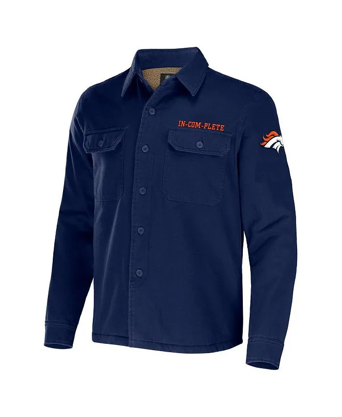 Men's NFL x Darius Rucker Collection by Denver Broncos Fanatics Navy Blue Canvas Button Down Jacket ,  blue