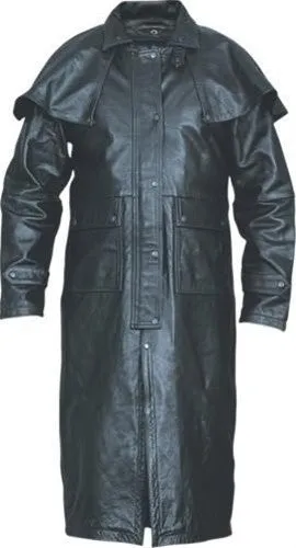 Men's Premium Black Buffalo Leather Western Duster