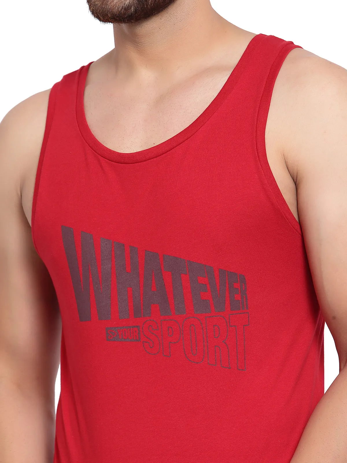 Men's Printed Gym Vest - Red