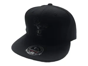 Milwaukee Bucks NBA Mitchell & Ness Black Foil HWC Fitted Flat Bill Hat Cap