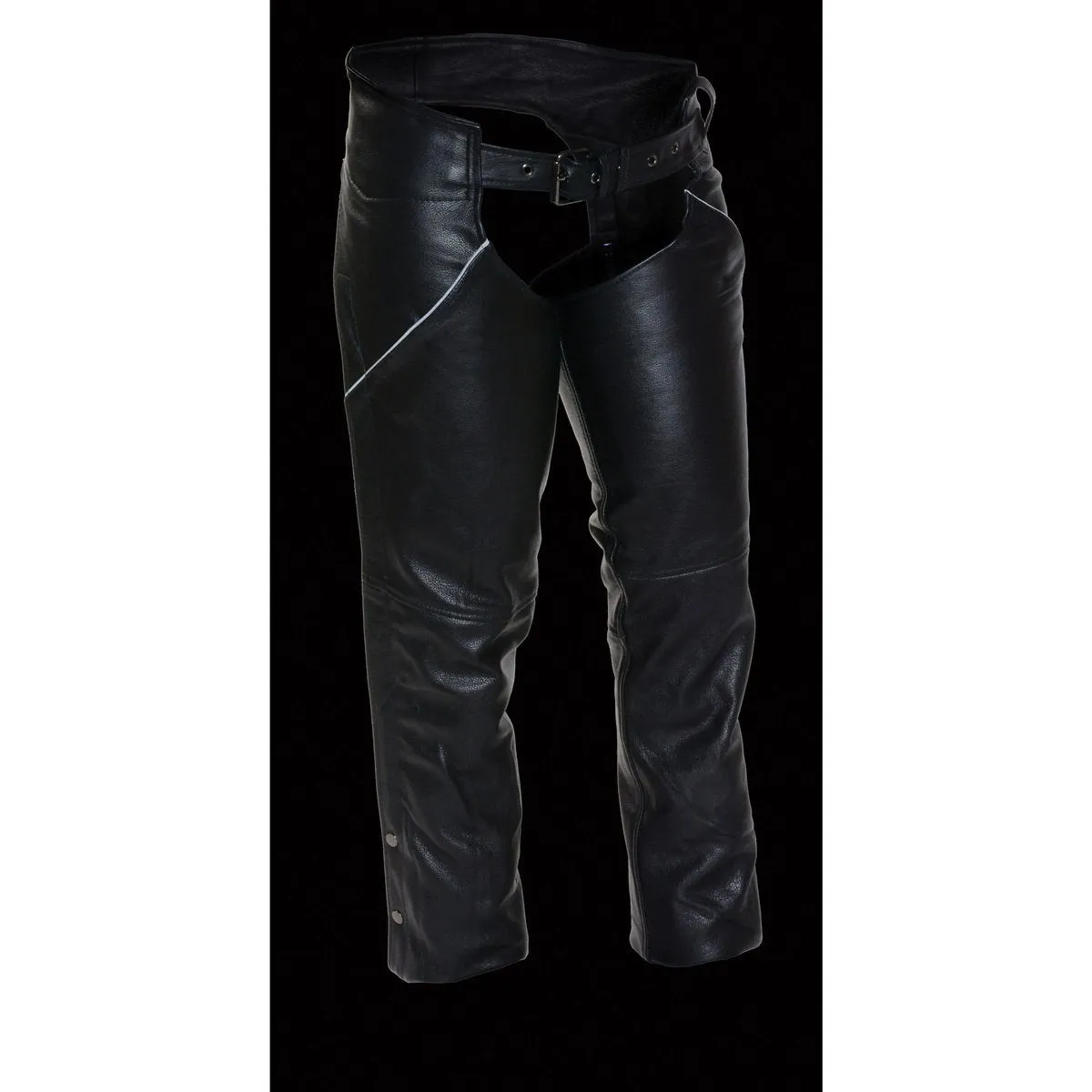 Milwaukee Leather LKL6700 Women's Classic Black Leather Chaps with Hip Pocket