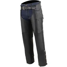 Milwaukee Leather SH1135 Men's 'Braided' Black Classic Leather Motorcycle Chaps