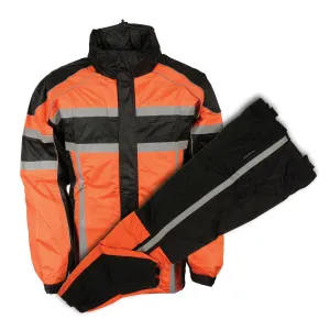 Milwaukee Leather SH233102 Men's Black and Orange Water Resistant Rain Suit with Reflective Tape