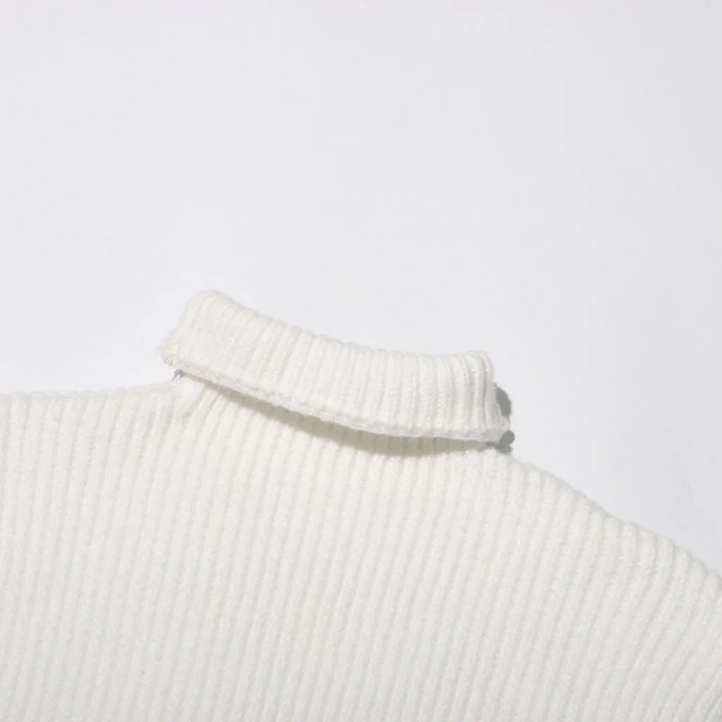 Minimalist Solid Turtle Neck Cap Sleeve Ribbed Knit Pullover Sweater Vest