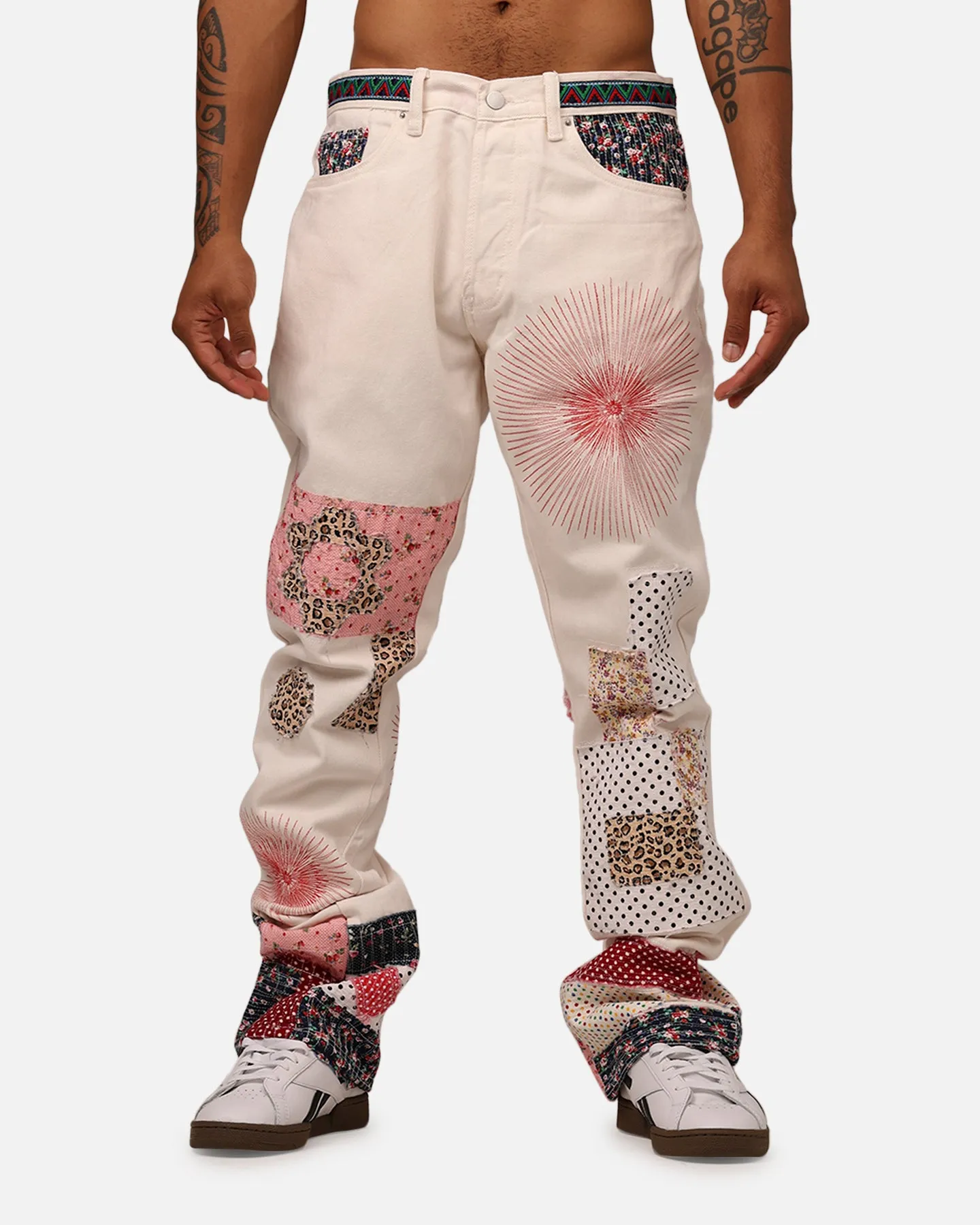 MNML B387 Rugged Flare Denim Jeans Off White