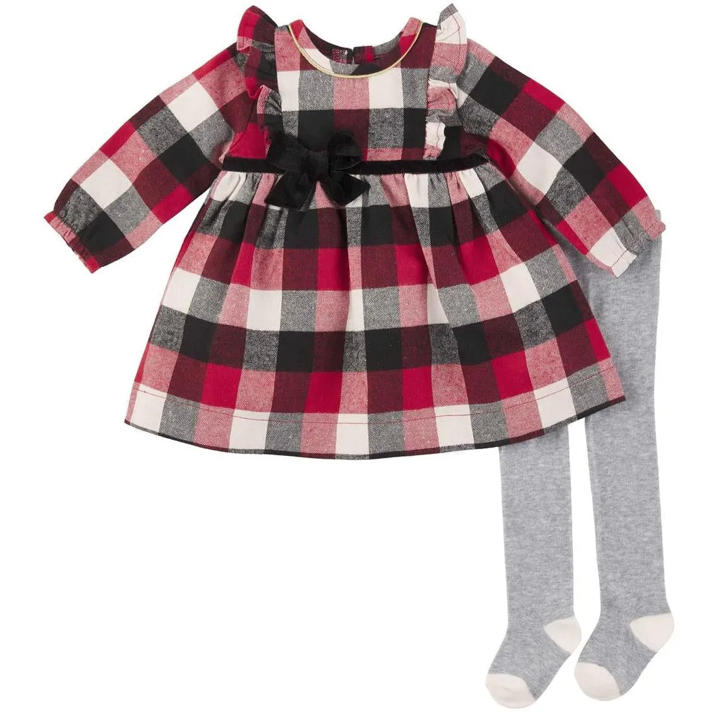 Mud Pie Buffalo Check Dress & Tight Set