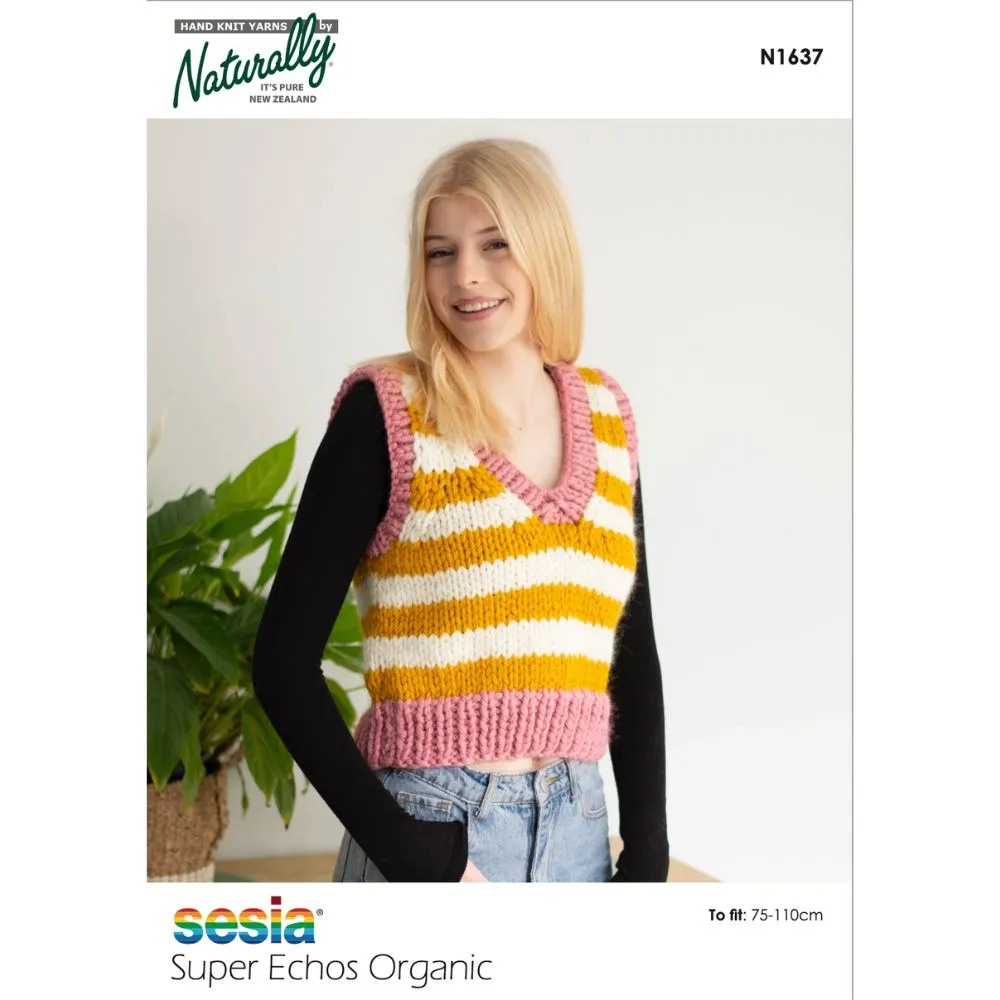 Multi Coloured Stripey Tank Top Knitting Pattern  (N1637)