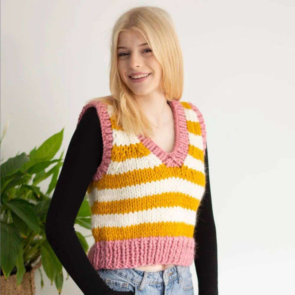 Multi Coloured Stripey Tank Top Knitting Pattern  (N1637)